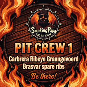 De eerste Pitcrew met Ribeye en spare ribs