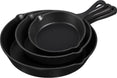 Gietijzeren pan - Skillet - set 3 stuks - 15 cm, 20 cm en 25 cm - zwart geëmailleerd - KEIJ